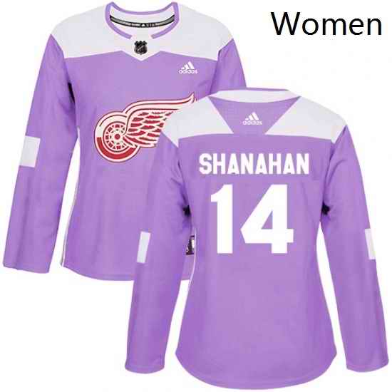 Womens Adidas Detroit Red Wings 14 Brendan Shanahan Authentic Purple Fights Cancer Practice NHL Jersey